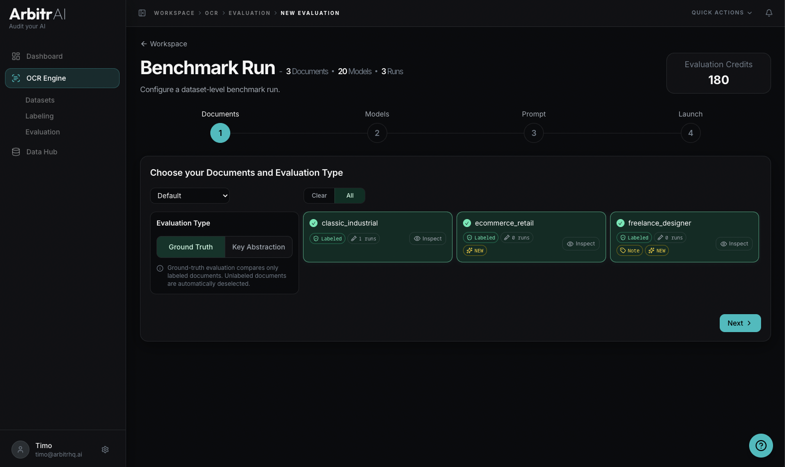Step 1 — Document selection